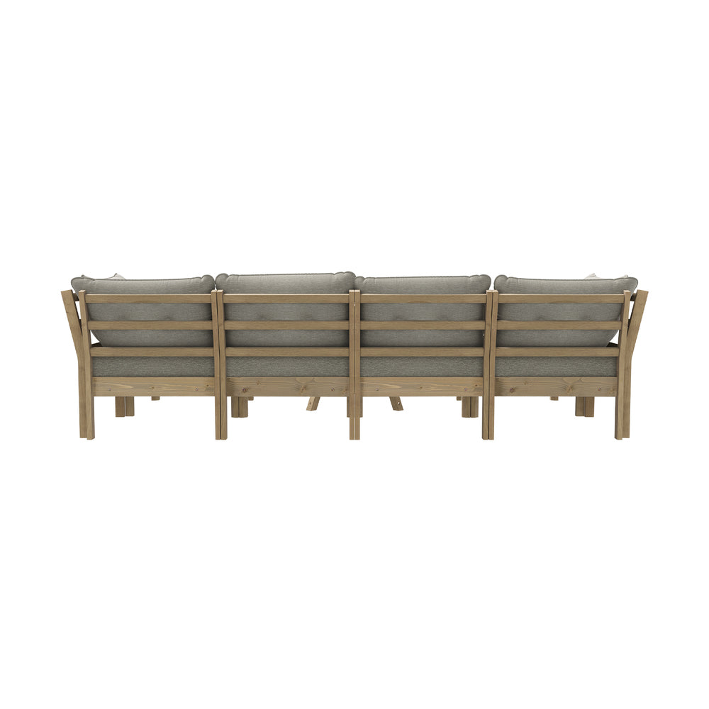 Playa Orsini Wooden Outdoor Lounge Set with Table | Modern Grey Cushion Outdoor Lounge Set