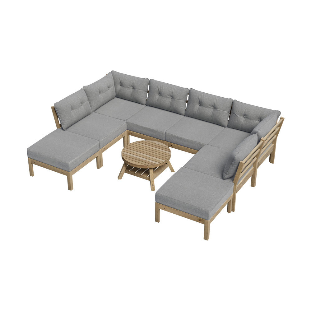 Playa Orsini Wooden Outdoor Lounge Set with Table | Modern Grey Cushion Outdoor Lounge Set