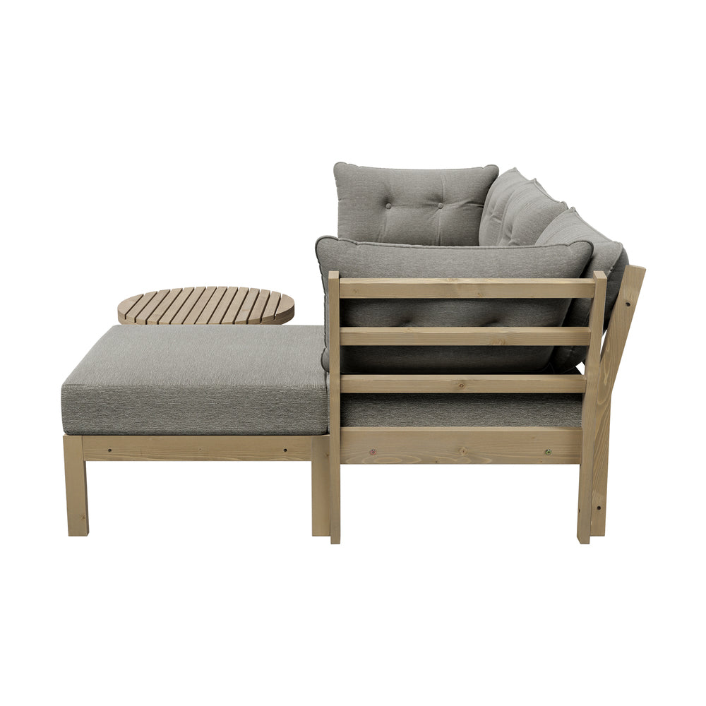 Playa Orsini Wooden Outdoor Lounge Set with Table | Modern Grey Cushion Outdoor Lounge Set