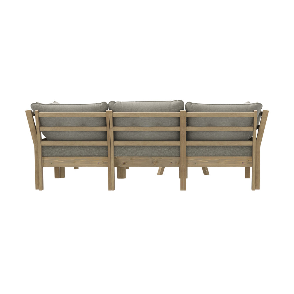 Playa Orsini Wooden Outdoor Lounge Set with Table | Modern Grey Cushion Outdoor Lounge Set