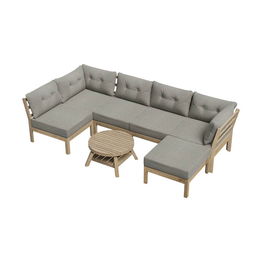 Playa Orsini Wooden Outdoor Lounge Set with Table | Modern Grey Cushion Outdoor Lounge Set