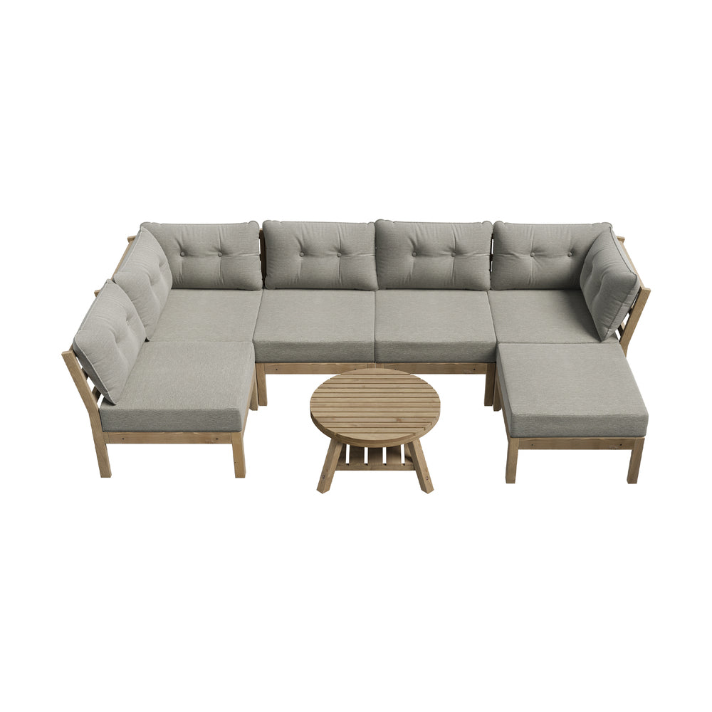 Playa Orsini Wooden Outdoor Lounge Set with Table | Modern Grey Cushion Outdoor Lounge Set