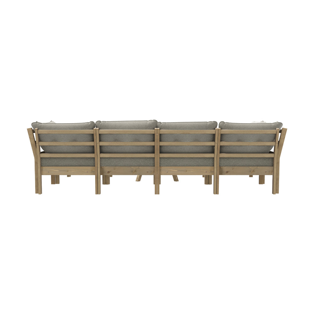 Playa Orsini Wooden Outdoor Lounge Set with Table | Modern Grey Cushion Outdoor Lounge Set
