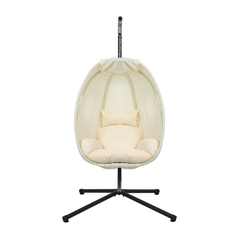Milano Soft Padded Luxe Covered Outdoor Egg Chair | Modern Swinging Plush Egg Chair