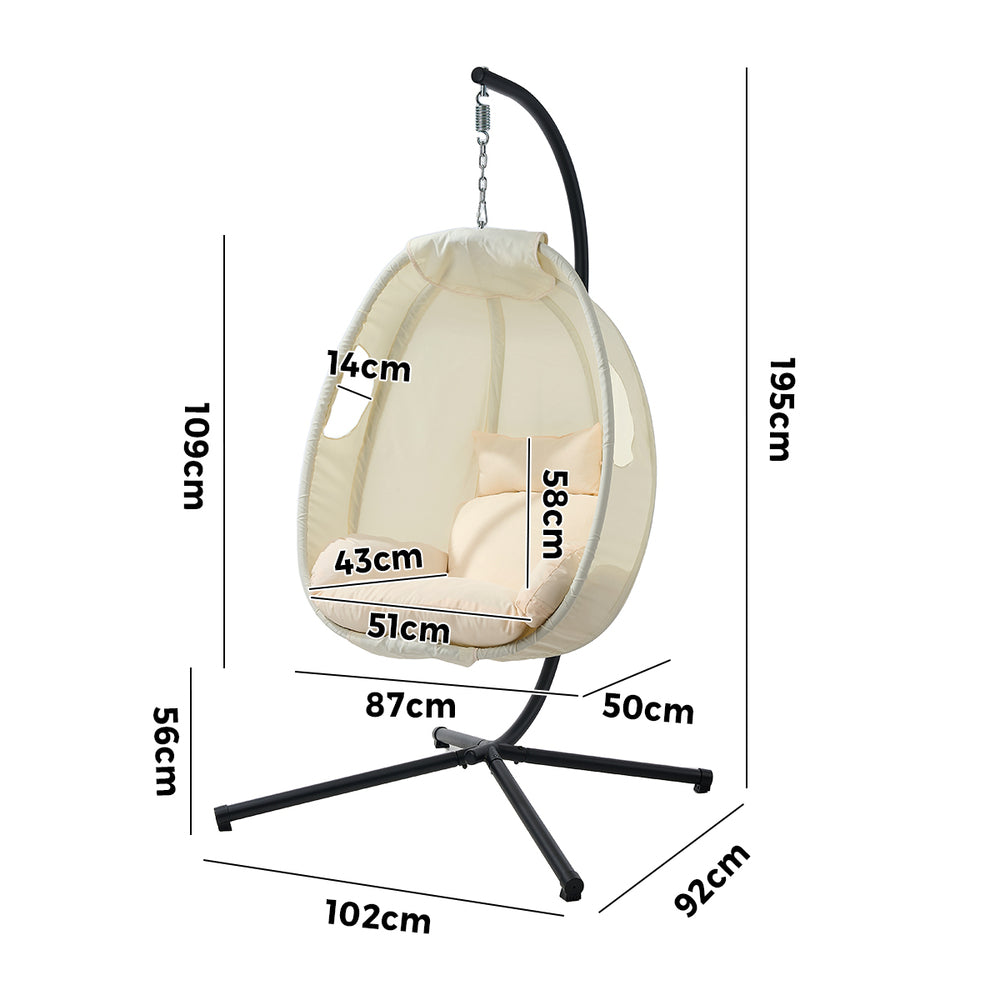 Milano Soft Padded Luxe Covered Outdoor Egg Chair | Modern Swinging Plush Egg Chair