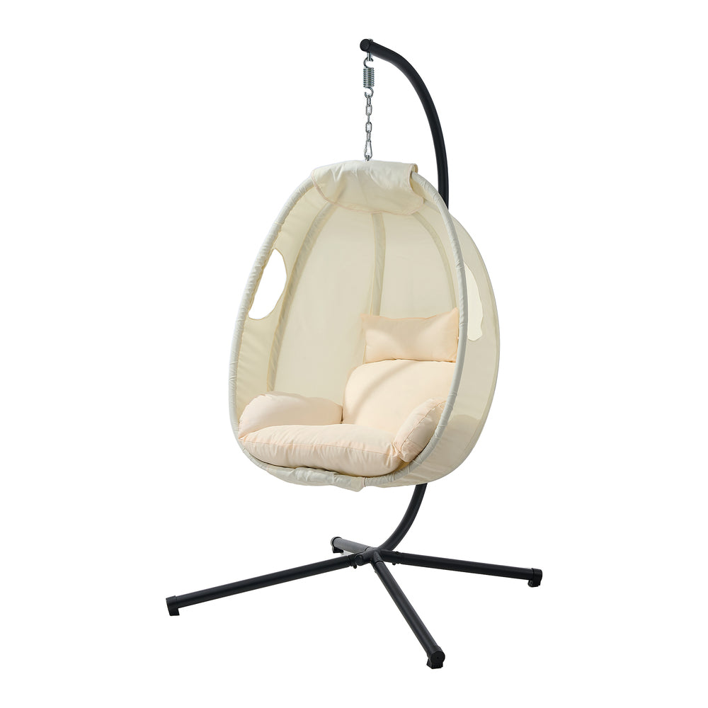 Milano Soft Padded Luxe Covered Outdoor Egg Chair | Modern Swinging Plush Egg Chair