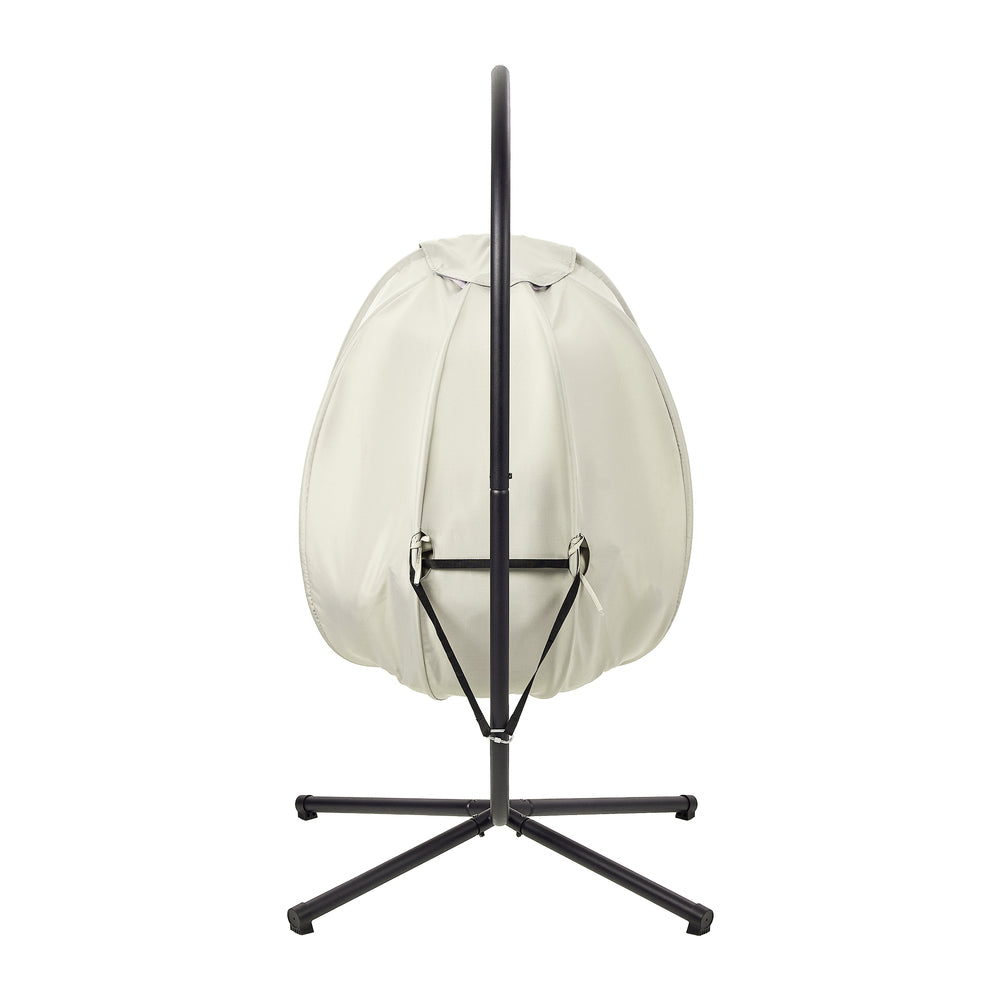 Milano Soft Padded Luxe Covered Outdoor Egg Chair | Modern Swinging Plush Egg Chair