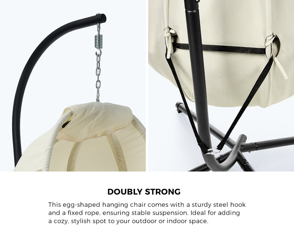 Milano Soft Padded Luxe Covered Outdoor Egg Chair | Modern Swinging Plush Egg Chair