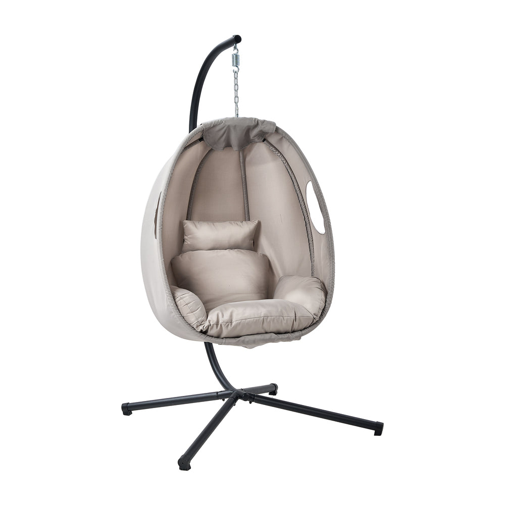 Milano Soft Padded Luxe Covered Outdoor Egg Chair | Modern Swinging Plush Egg Chair