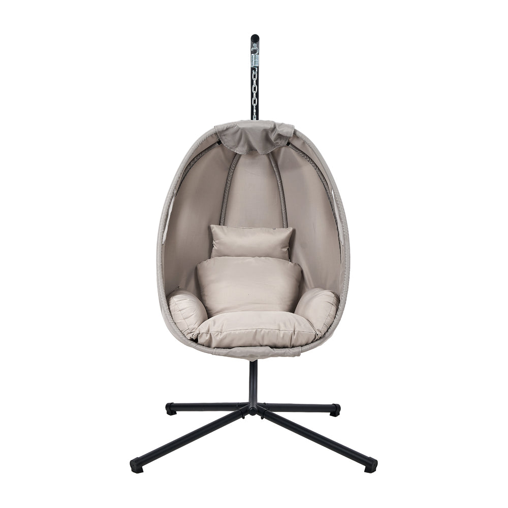 Milano Soft Padded Luxe Covered Outdoor Egg Chair | Modern Swinging Plush Egg Chair