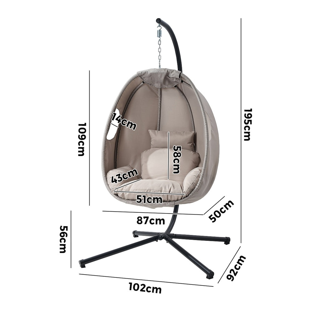 Milano Soft Padded Luxe Covered Outdoor Egg Chair | Modern Swinging Plush Egg Chair