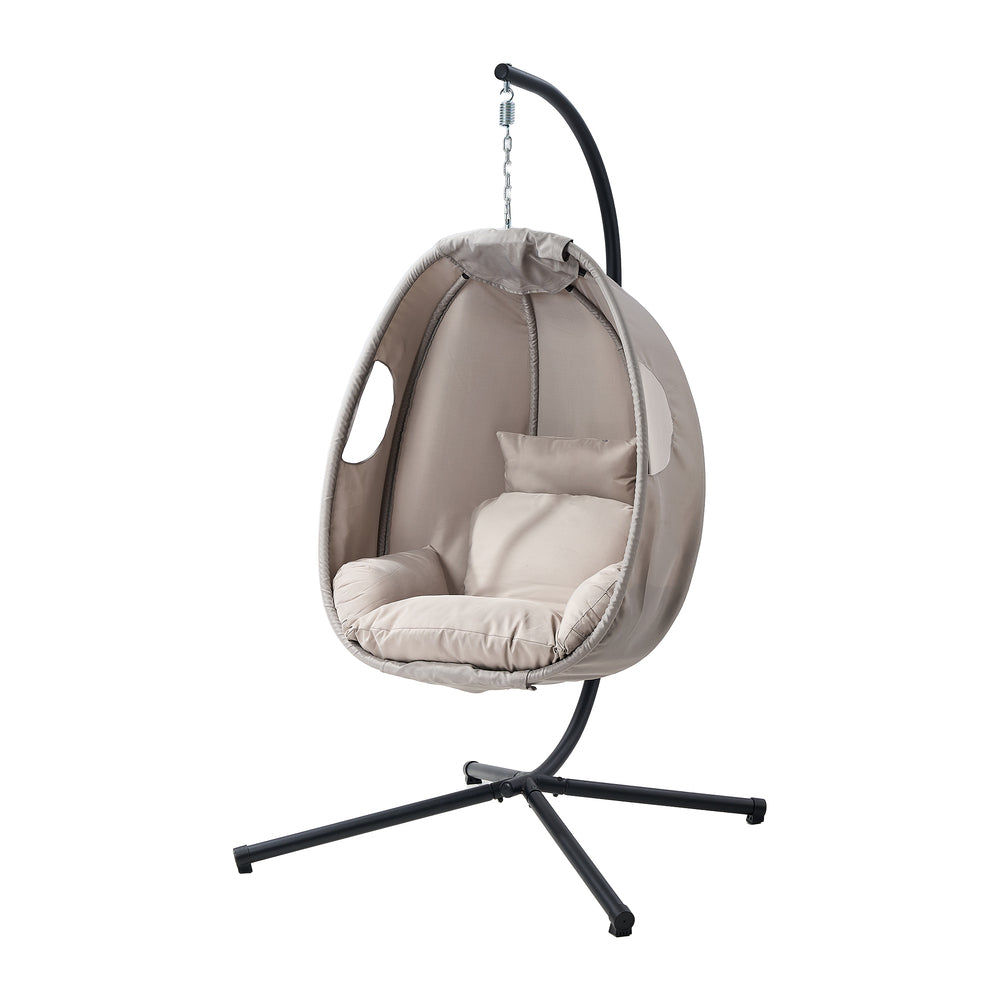 Milano Soft Padded Luxe Covered Outdoor Egg Chair | Modern Swinging Plush Egg Chair