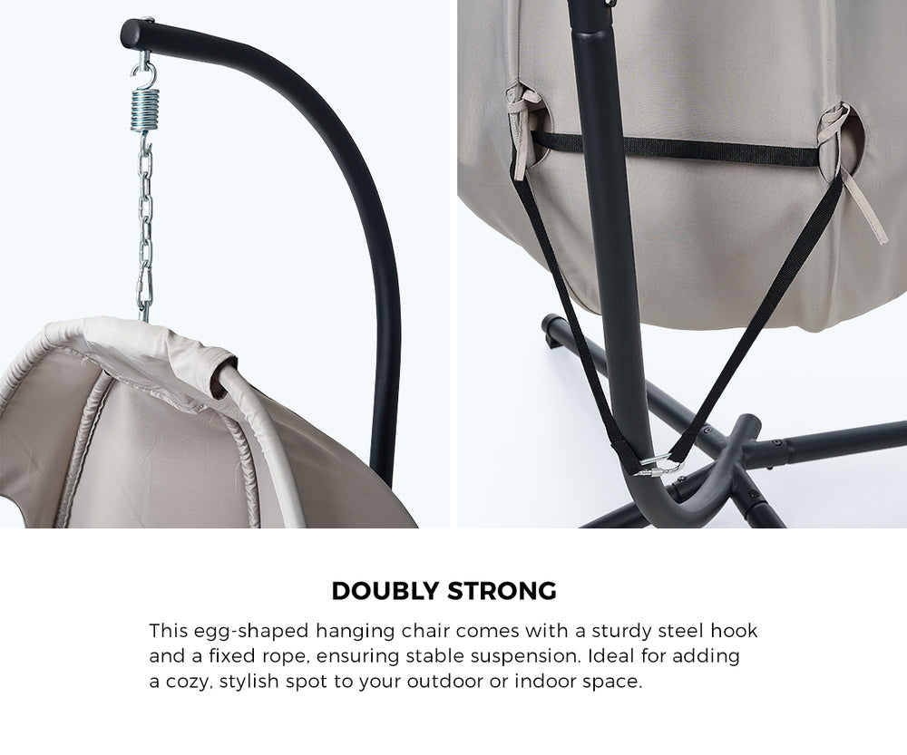 Milano Soft Padded Luxe Covered Outdoor Egg Chair | Modern Swinging Plush Egg Chair