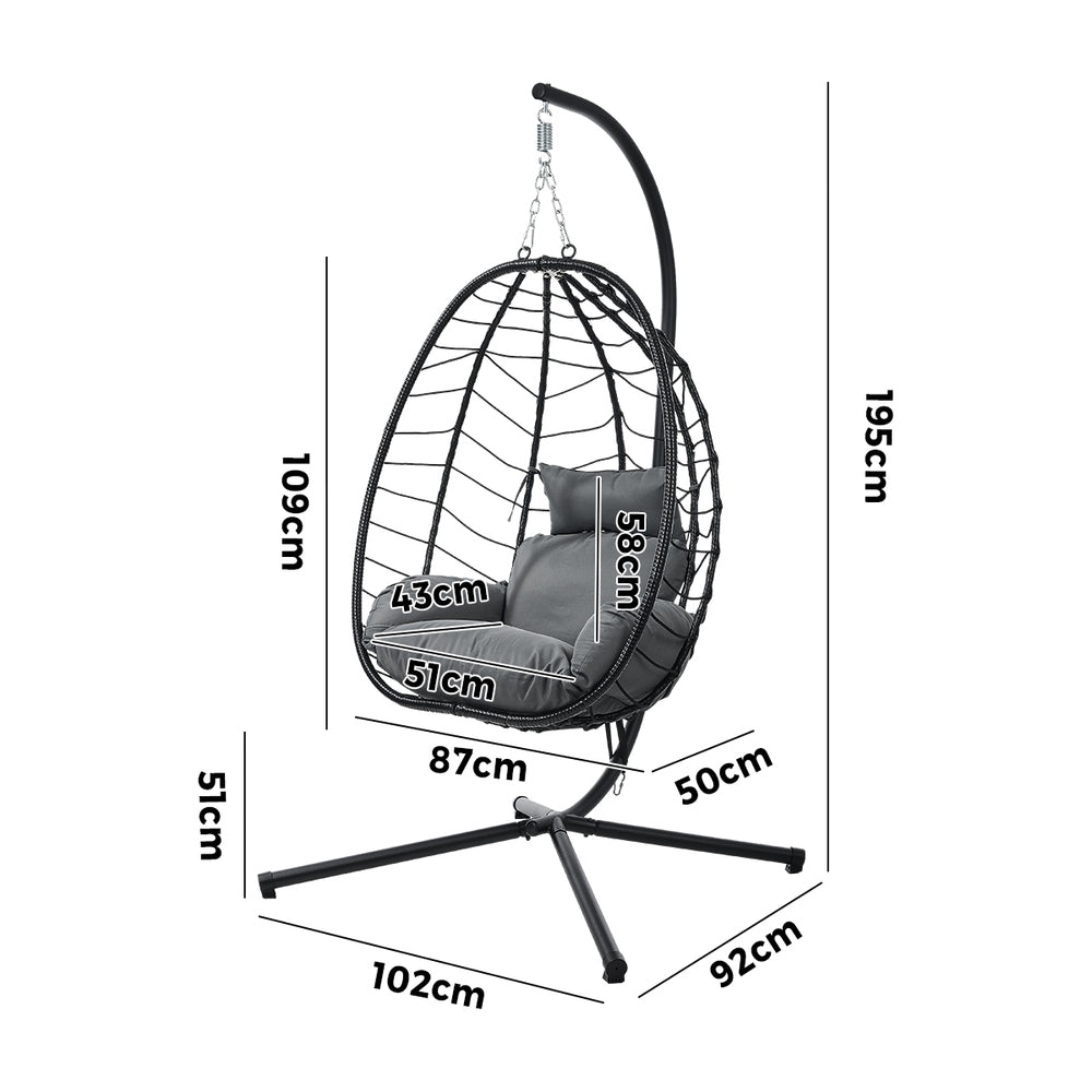 Milano Soft Padded Luxe Rattan Outdoor Egg Chair | Modern Swinging Plush Egg Chair