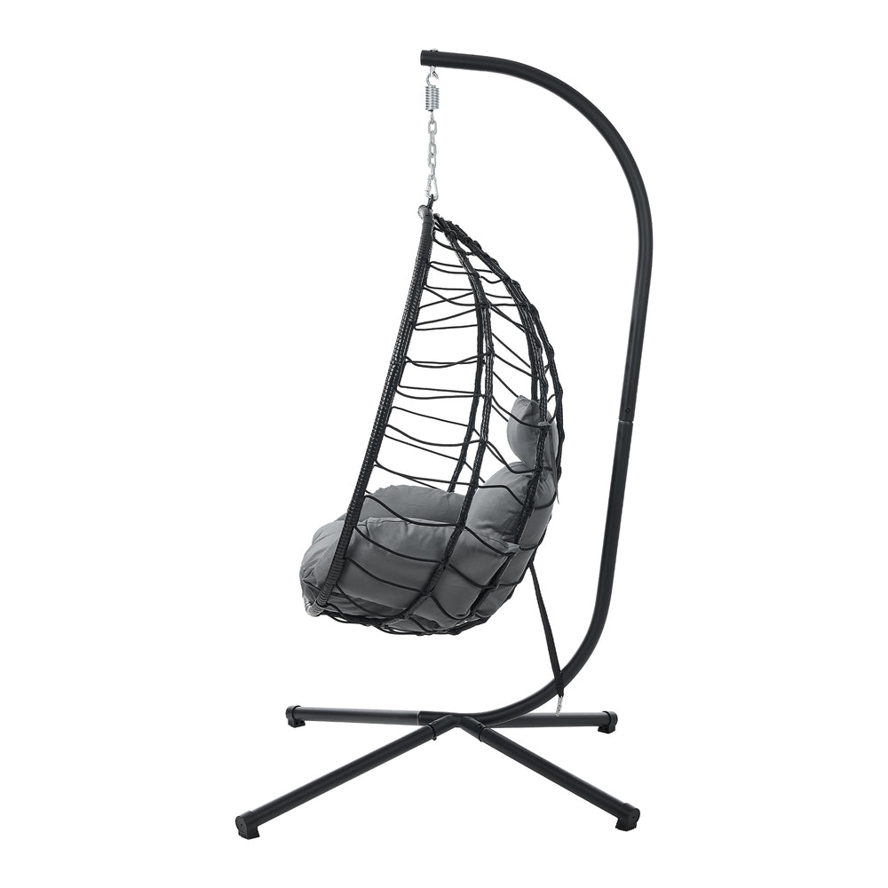 Milano Soft Padded Luxe Rattan Outdoor Egg Chair | Modern Swinging Plush Egg Chair