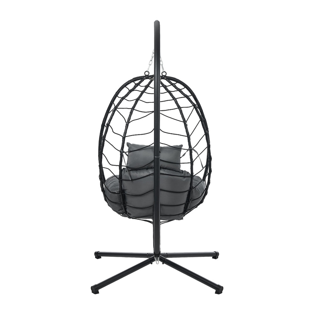 Milano Soft Padded Luxe Rattan Outdoor Egg Chair | Modern Swinging Plush Egg Chair