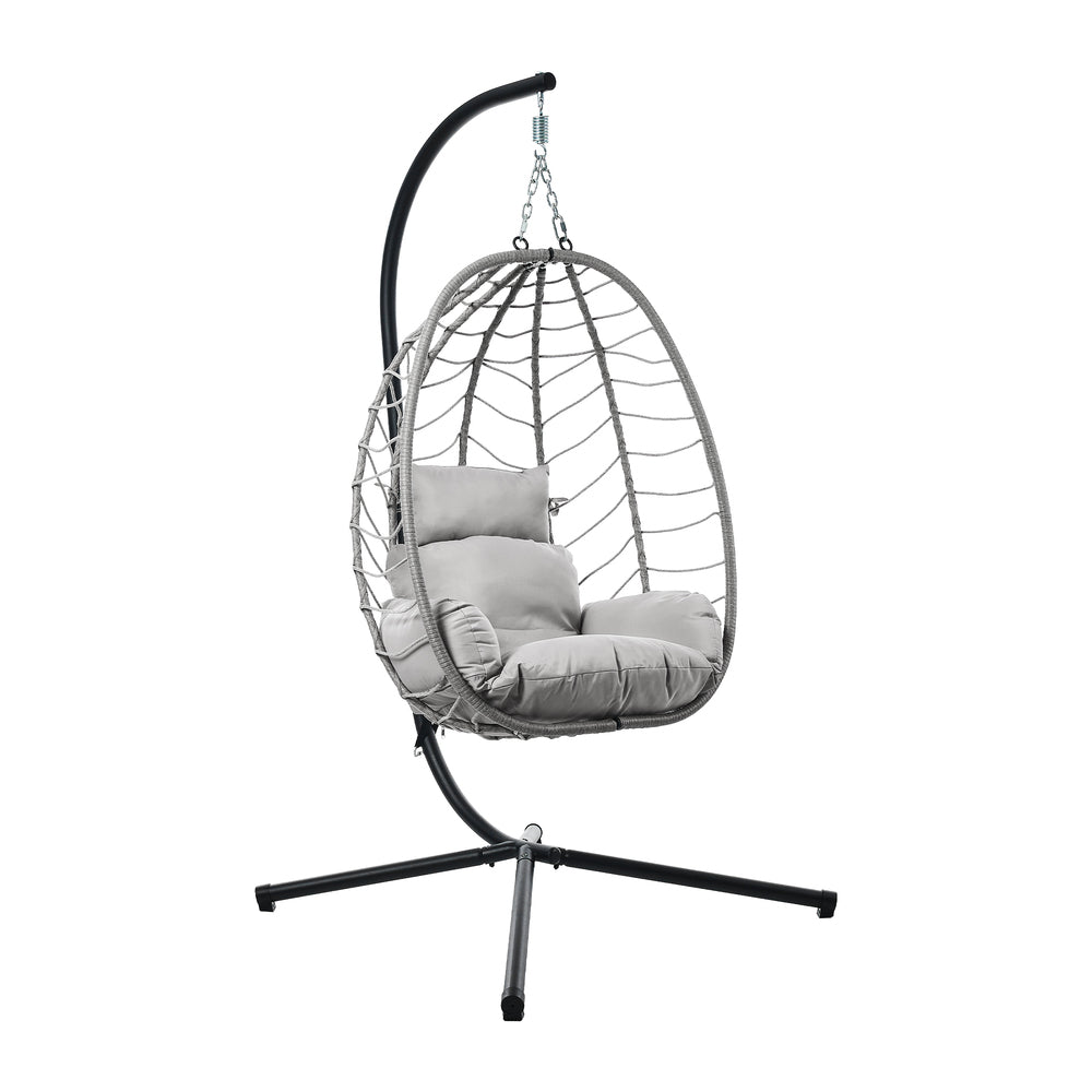 Milano Soft Padded Luxe Rattan Outdoor Egg Chair | Modern Swinging Plush Egg Chair