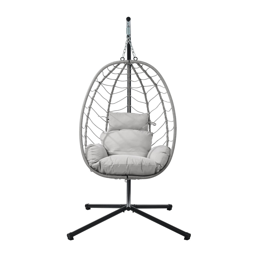 Milano Soft Padded Luxe Rattan Outdoor Egg Chair | Modern Swinging Plush Egg Chair