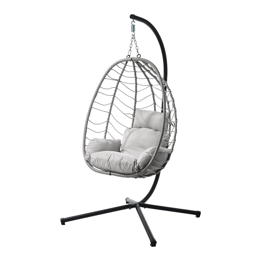 Milano Soft Padded Luxe Rattan Outdoor Egg Chair | Modern Swinging Plush Egg Chair