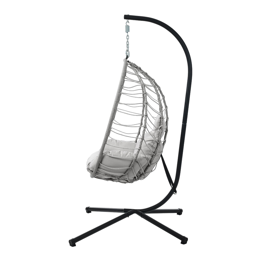 Milano Soft Padded Luxe Rattan Outdoor Egg Chair | Modern Swinging Plush Egg Chair