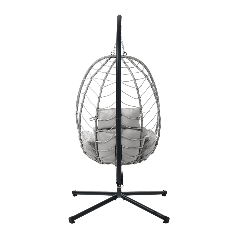 Milano Soft Padded Luxe Rattan Outdoor Egg Chair | Modern Swinging Plush Egg Chair