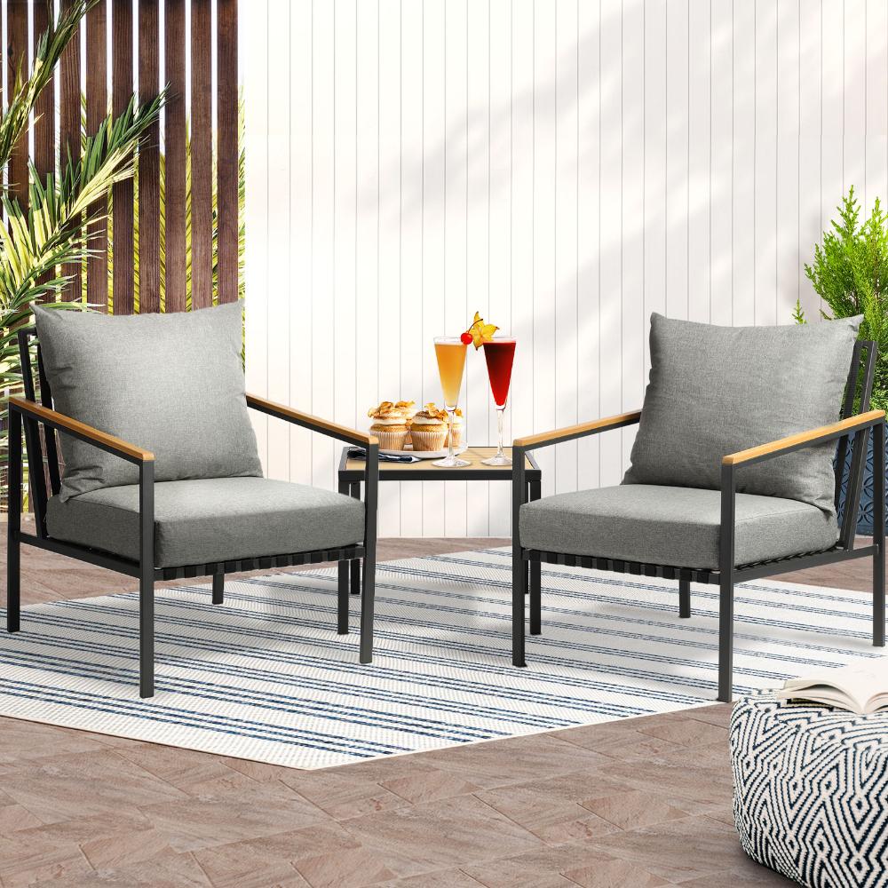 Peruzzi Deluxe Outdoor Furniture Set | Cushioned Metal Wood Patio Setting