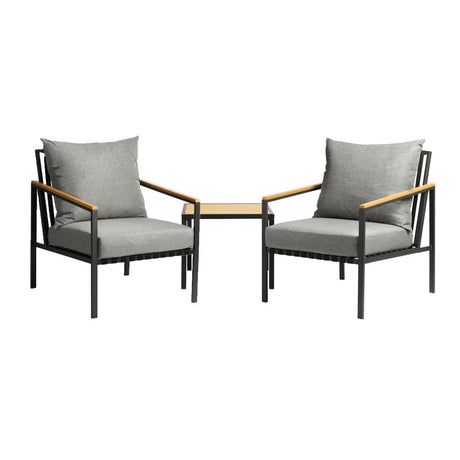 Peruzzi Deluxe Outdoor Furniture Set | Cushioned Metal Wood Patio Setting