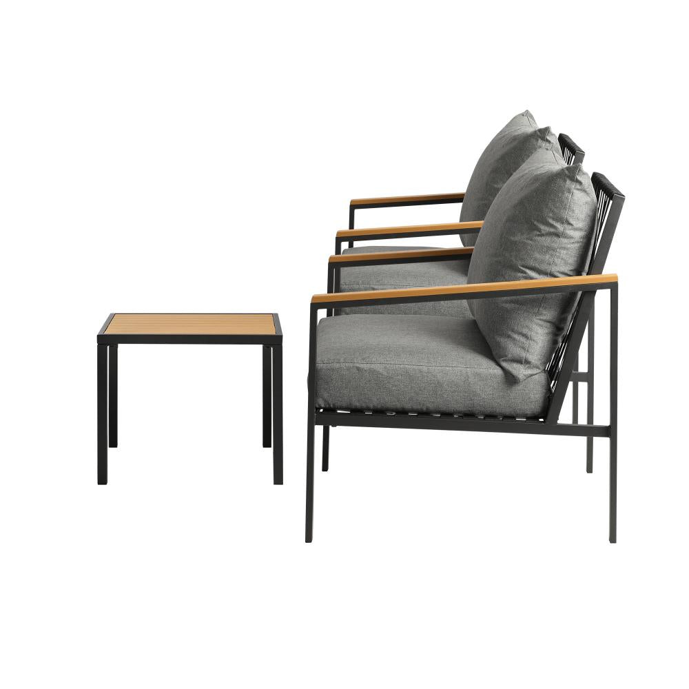 Peruzzi Deluxe Outdoor Furniture Set | Cushioned Metal Wood Patio Setting