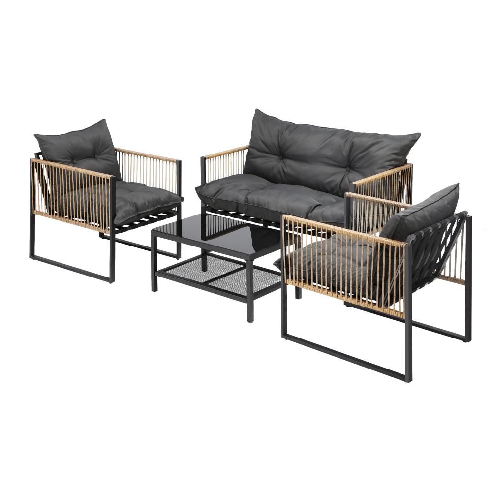 Ulara 4 Piece Outdoor Furniture Patio Set | UV Resistant Wicker Lounger Setting