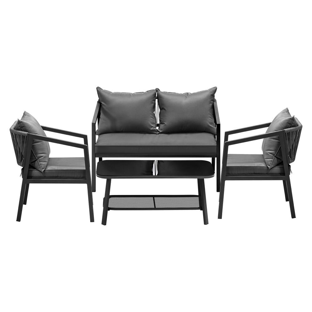 Amaro Grey Modern Outdoor Furniture Set | Balcony Lounge Patio Set