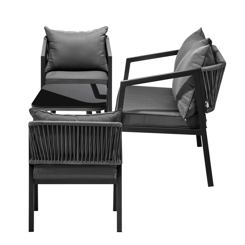 Amaro Grey Modern Outdoor Furniture Set | Balcony Lounge Patio Set