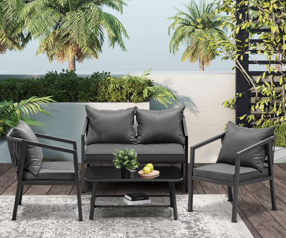 Amaro Grey Modern Outdoor Furniture Set | Balcony Lounge Patio Set