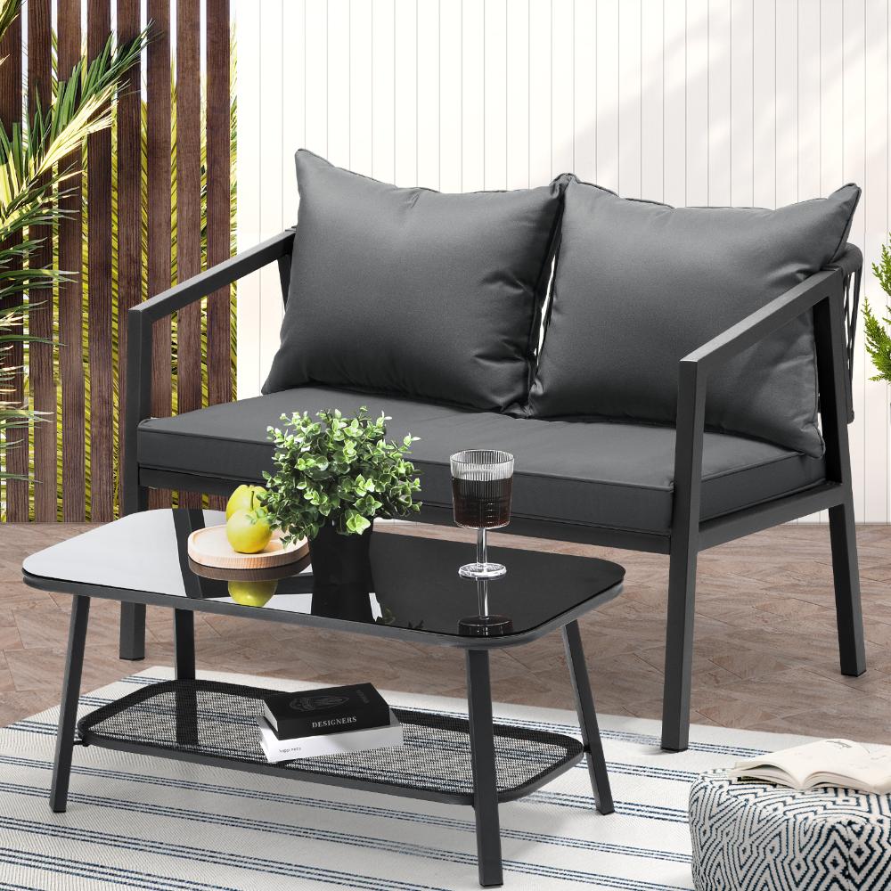 Amaro Grey Modern Outdoor Furniture Set | Balcony Lounge Patio Set
