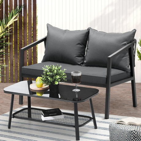 Amaro Grey Modern Outdoor Furniture Set | Balcony Lounge Patio Set
