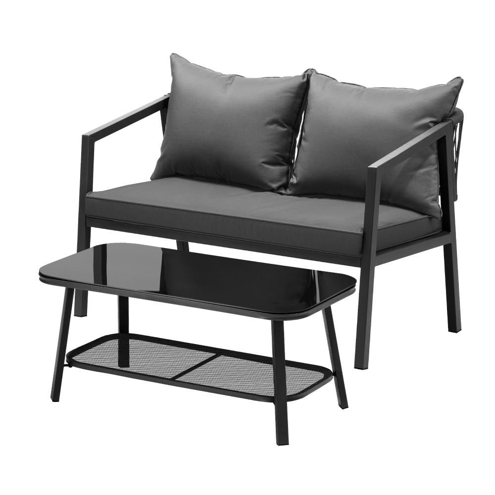 Amaro Grey Modern Outdoor Furniture Set | Balcony Lounge Patio Set
