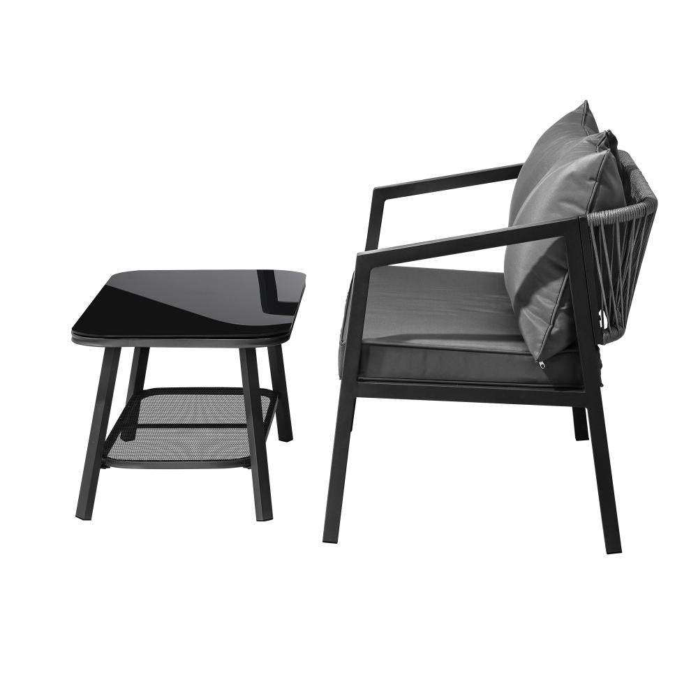 Amaro Grey Modern Outdoor Furniture Set | Balcony Lounge Patio Set