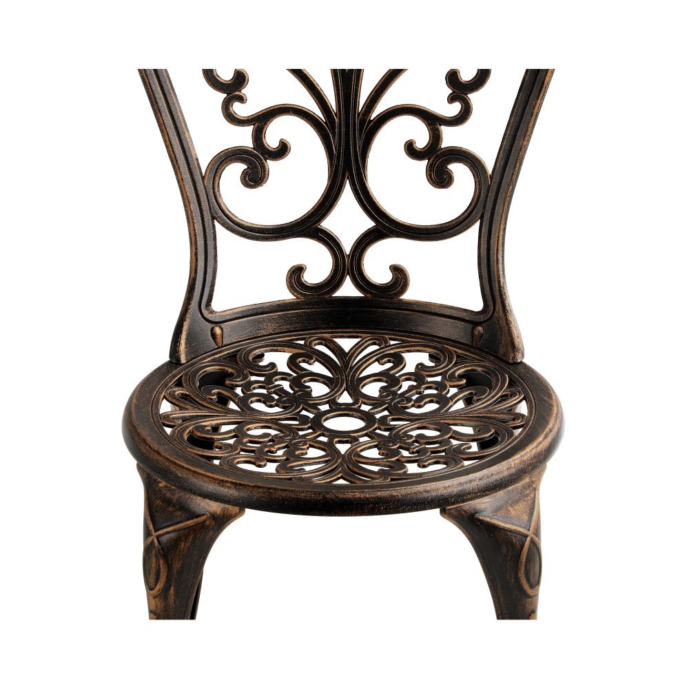 Milano 3pc Outdoor Bistro Set | Cast Alyminium Patterned Table and Chair Bistro Set