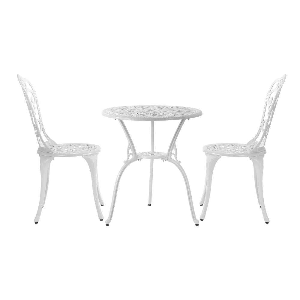 Milano 3pc Outdoor Bistro Set | Cast Alyminium Patterned Table and Chair Bistro Set