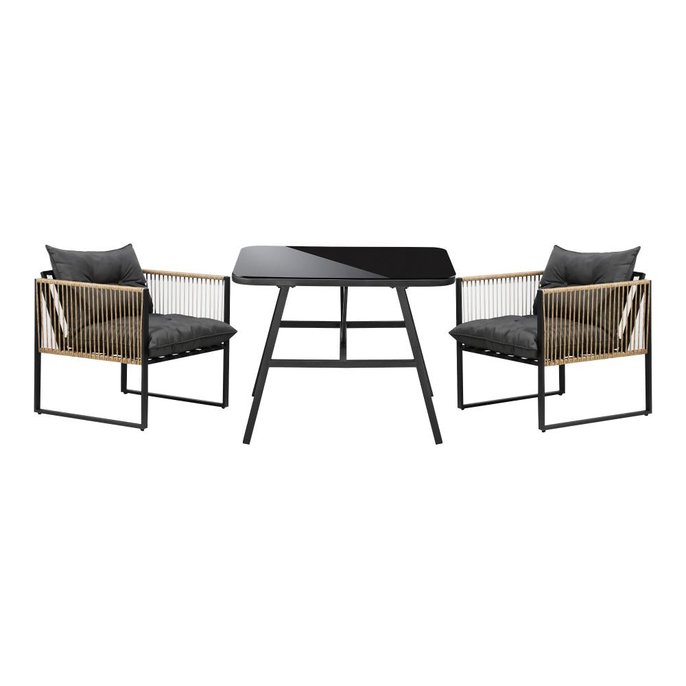 Premium 3 or 5pc Nuvo Table and Chair Outdoor Set | Soft Cushioned Chairs and Table Patio Furniture Set
