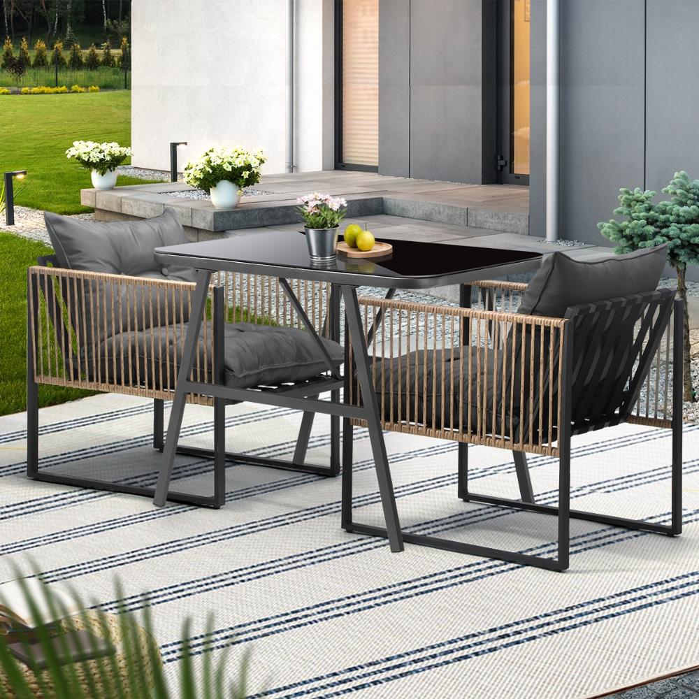 Premium 3 or 5pc Nuvo Table and Chair Outdoor Set | Soft Cushioned Chairs and Table Patio Furniture Set