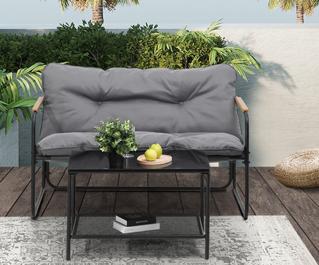 Sierra 2 Piece Outdoor Furniture Patio Set| Weather Resistant Modern Setting | 2pc Lounger Chair Set with Cushions