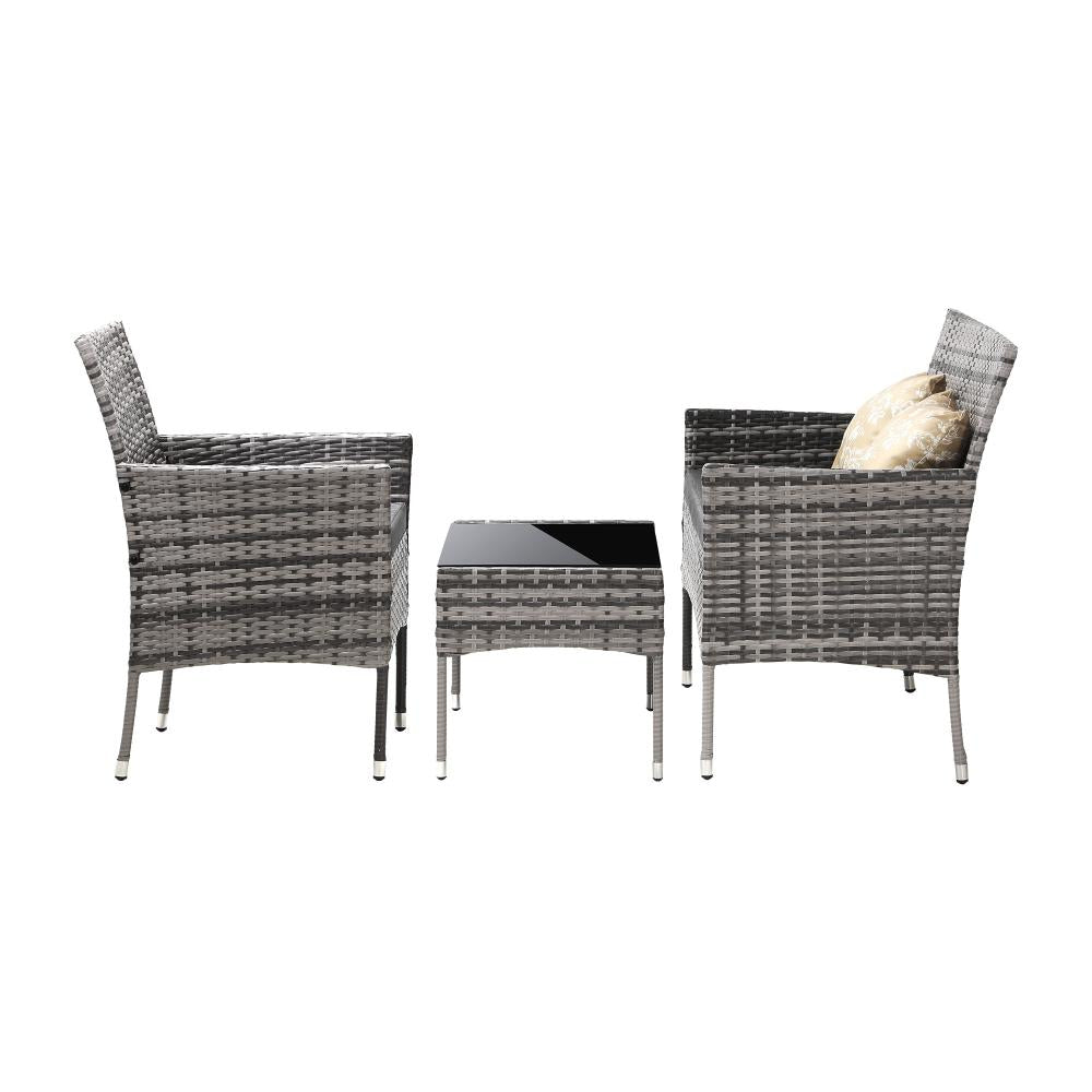 Terraza Premium Wicker Rattan 4pc Outdoor Furniture Set | 4 Piece Outdoor Lounge and Table Patio Set