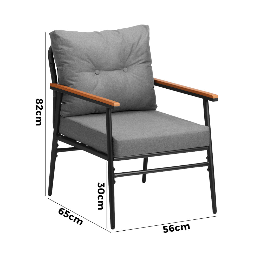 Set of Two Puglia Modern Weatherproof Outdoor Chairs with Cushions | Two Indoor Outdoor Patio Balcony Chairs