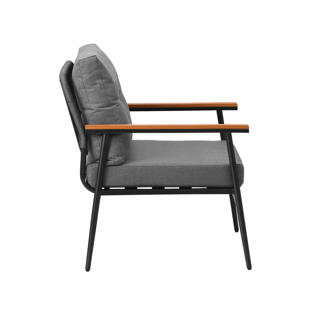 Set of Two Puglia Modern Weatherproof Outdoor Chairs with Cushions | Two Indoor Outdoor Patio Balcony Chairs