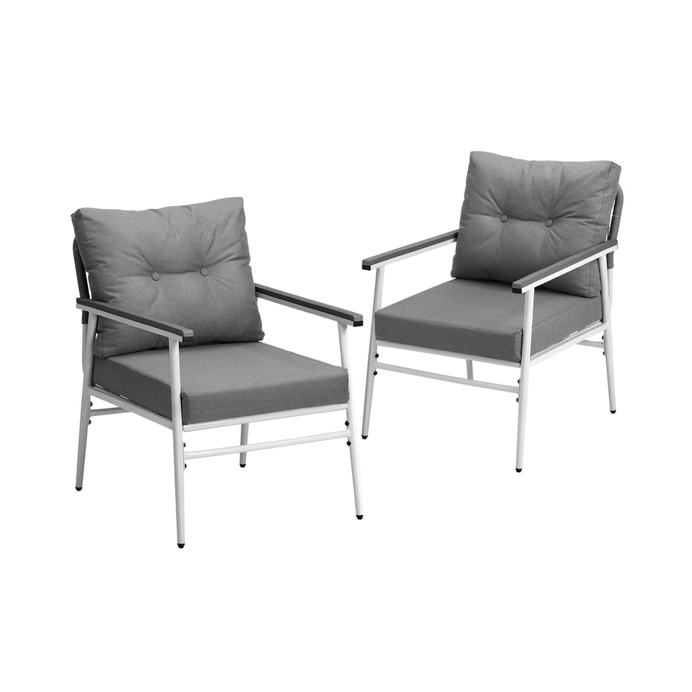 Set of Two Puglia Modern Weatherproof Outdoor Chairs with Cushions | Two Indoor Outdoor Patio Balcony Chairs