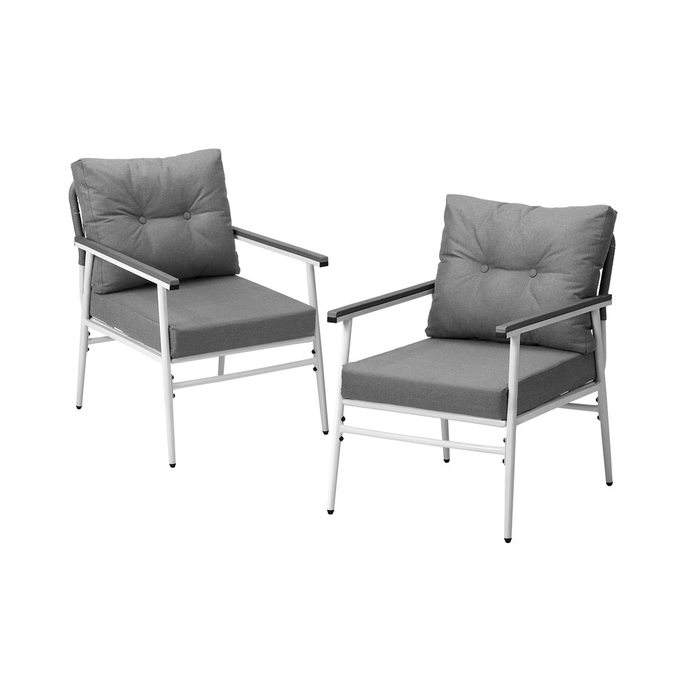 Set of Two Puglia Modern Weatherproof Outdoor Chairs with Cushions | Two Indoor Outdoor Patio Balcony Chairs