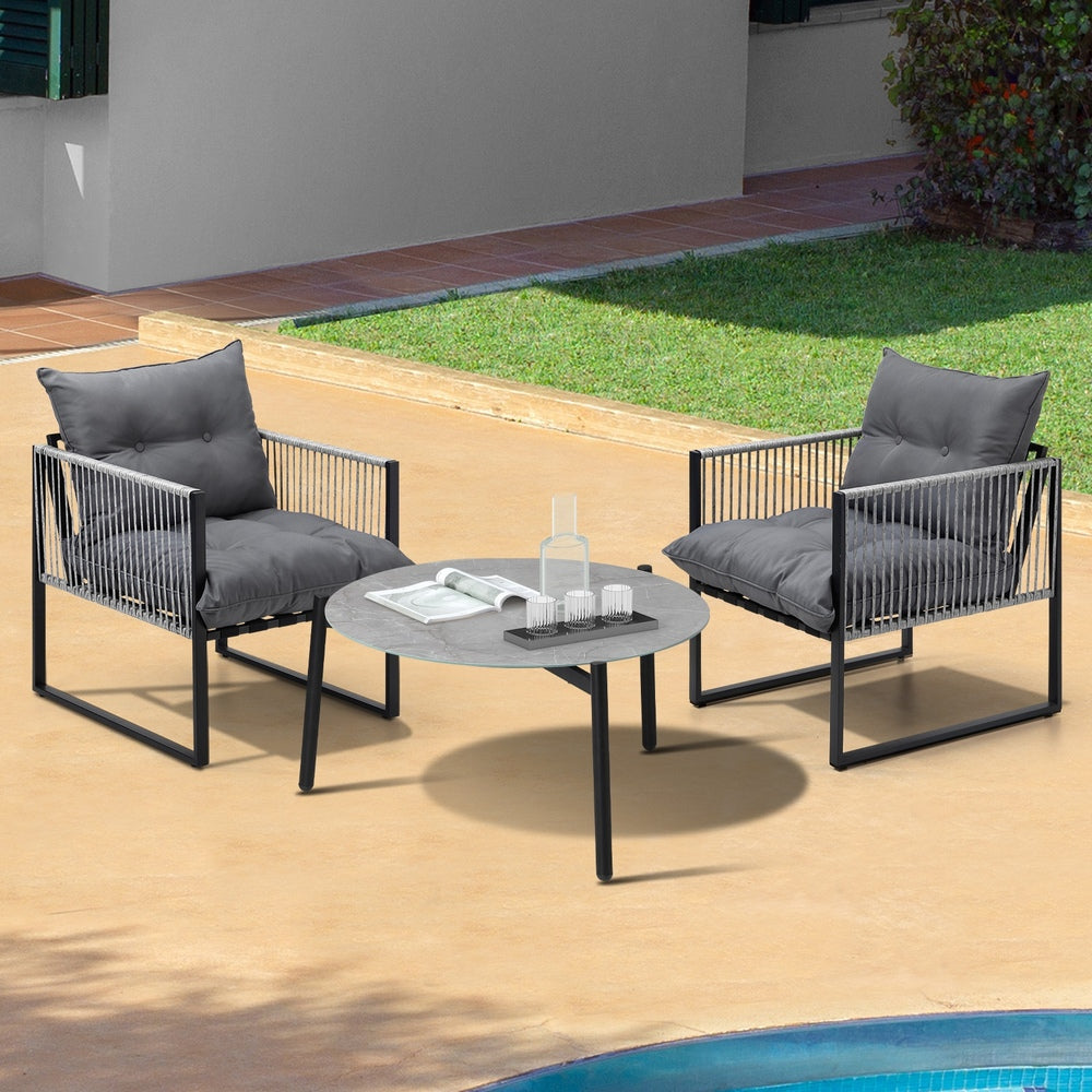 Amalfi  3 or 5pc Premium Table and Chair Outdoor Set | Soft Cushioned Chairs and Table Patio Furniture Set