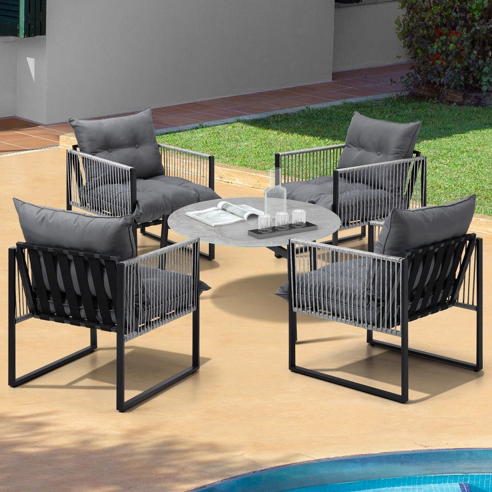 Amalfi  3 or 5pc Premium Table and Chair Outdoor Set | Soft Cushioned Chairs and Table Patio Furniture Set