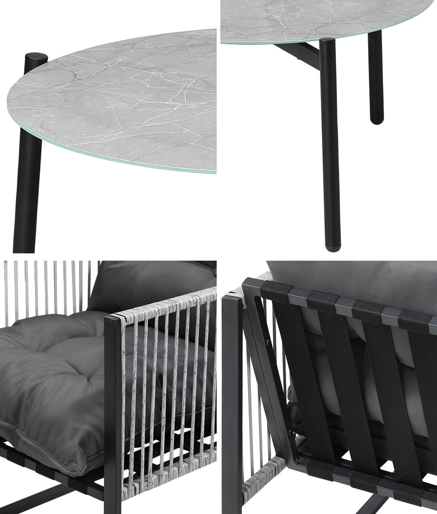 Amalfi  3 or 5pc Premium Table and Chair Outdoor Set | Soft Cushioned Chairs and Table Patio Furniture Set