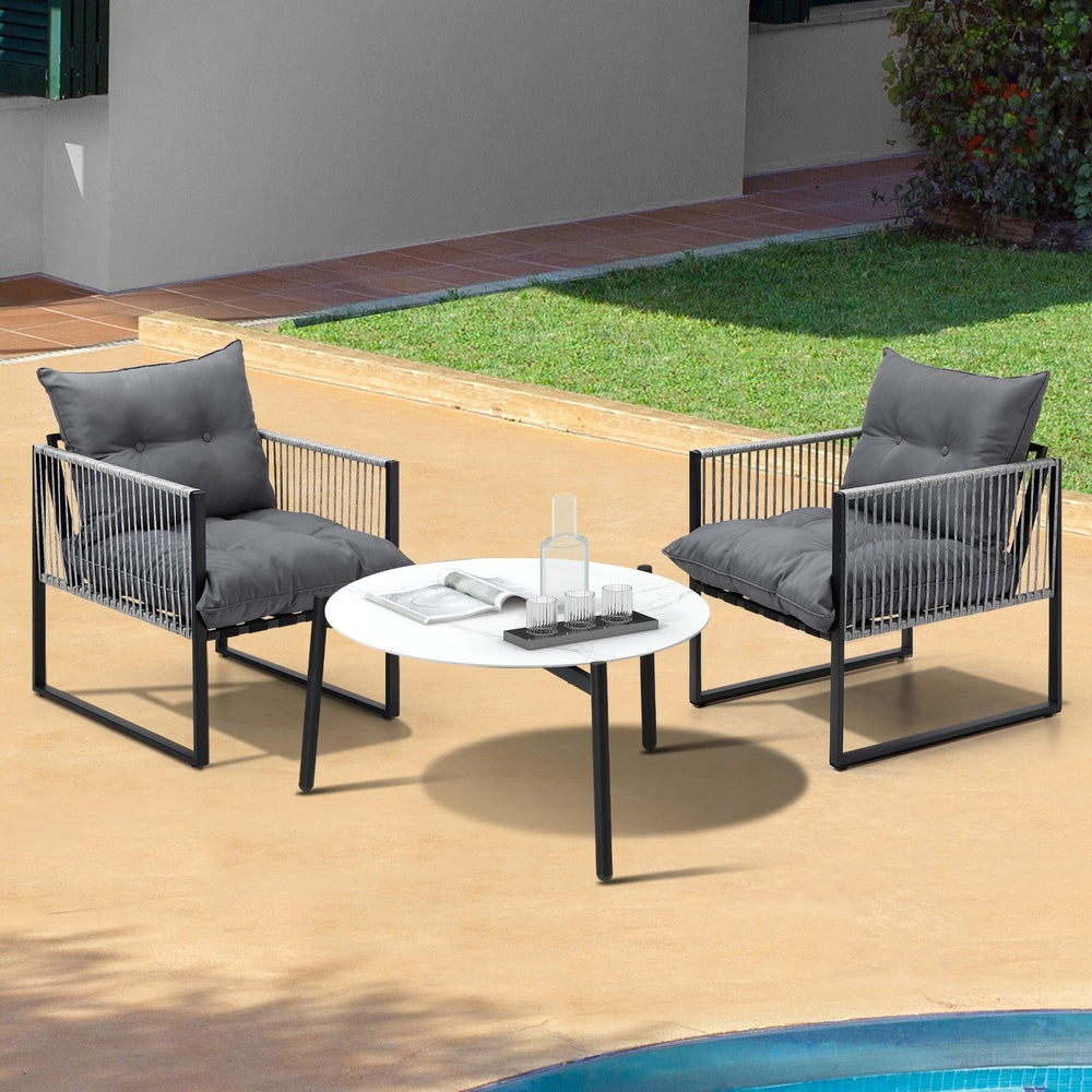 Amalfi  3 or 5pc Premium Table and Chair Outdoor Set | Soft Cushioned Chairs and Table Patio Furniture Set